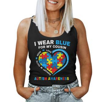I Wear Blue For My Cousin Autism Awareness Day Mom Dad Women Tank Top | Mazezy