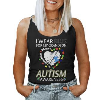 I Wear Blue For My Grandson Grandma Grandpa Autism Awareness Women Tank Top | Mazezy