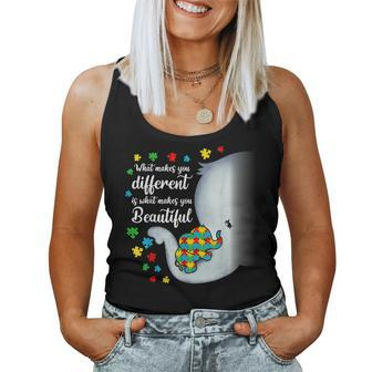 What Makes You Different Elephant Autism Mom Boys Girl Kids Women Tank Top Basic Casual Daily Weekend Graphic - Seseable