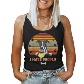 Whippet Dog Fathers Day I Hate People With Cup Of Coffee Women Tank Top Basic Casual Daily Weekend Graphic - Thegiftio UK