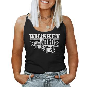 Whiskey And Bad Decisions Funny Drinking Women Tank Top Basic Casual Daily Weekend Graphic - Seseable