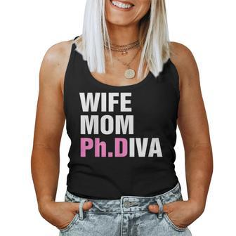 Wife Mom PhD Diva Doctoral Student Graduation Doctorate Women Tank Top | Mazezy