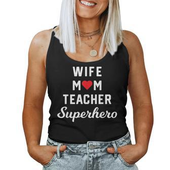 Wife Mom Teacher Superhero T-Shirt Idea Women Tank Top | Mazezy
