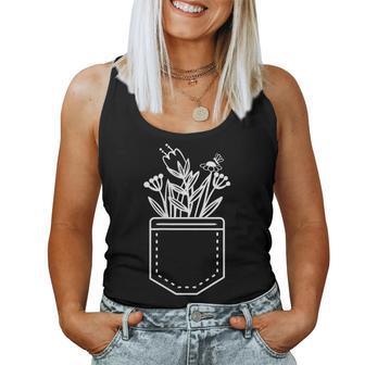 Wildflowers Pocket Plant Inspired Summer Botanical Lover Women Tank Top | Mazezy
