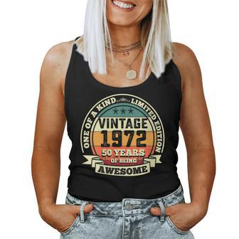 Womens 50Th Birthday Vintage Retro Awesome 1972 50 Years Old Women Tank Top Basic Casual Daily Weekend Graphic - Seseable