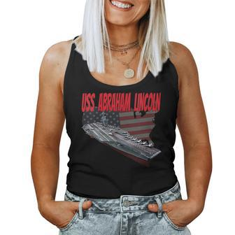 Womens Aircraft Carrier Uss Abraham Lincoln Cvn-72 Grandpa Dad Son Women Tank Top Basic Casual Daily Weekend Graphic - Seseable