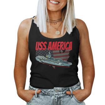 Womens Aircraft Carrier Uss America Cv-66 For Grandpa Dad Son Women Tank Top Basic Casual Daily Weekend Graphic - Seseable