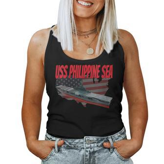 Womens Aircraft Carrier Uss Philippine Sea Cv-47 Grandpa Dad Son Women Tank Top Basic Casual Daily Weekend Graphic - Seseable