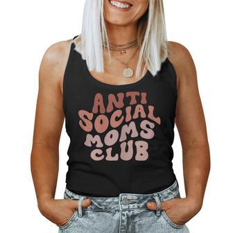 Womens Anti Social Moms Club Retro Funny Mom Life Mothers Day Mom Women Tank Top Basic Casual Daily Weekend Graphic - Thegiftio UK