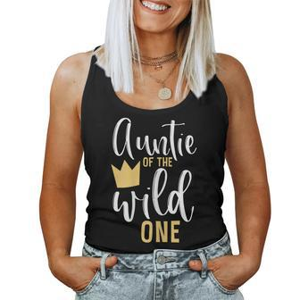Womens Auntie F The Wild One 1St Birthday First Thing Matching Women Tank Top Basic Casual Daily Weekend Graphic - Seseable