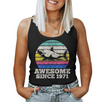Womens Awesome Since 1971 - 48Th Birthday Gift Vintage Shark Retro Women Tank Top Basic Casual Daily Weekend Graphic - Seseable
