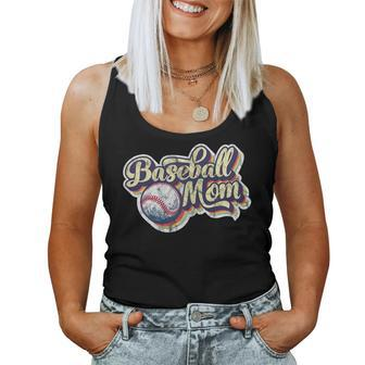 Womens Baseball Mom Retro Vintage Distressed Mothers Day Present Women Tank Top Basic Casual Daily Weekend Graphic - Seseable