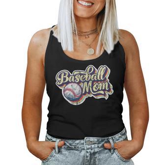 Womens Baseball Mom Retro Vintage Distressed Mothers Day Present Women Tank Top Basic Casual Daily Weekend Graphic | Seseable UK