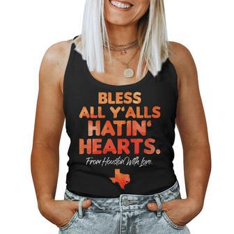 Womens Bless All Yalls Hatin Hearts Houston With Love Women Tank Top Basic Casual Daily Weekend Graphic - Seseable