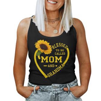 Womens Blessed To Be Called Mom And Grandma Mothers Day Sunflower Women Tank Top Basic Casual Daily Weekend Graphic - Thegiftio UK