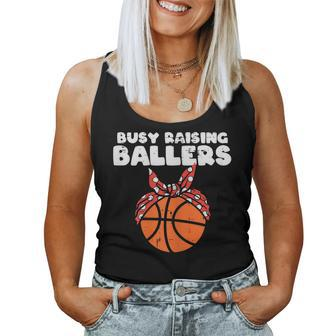 Womens Busy Raising Ballers Basketball Mom Funny Mothers Day Sons Women Tank Top Basic Casual Daily Weekend Graphic - Thegiftio UK