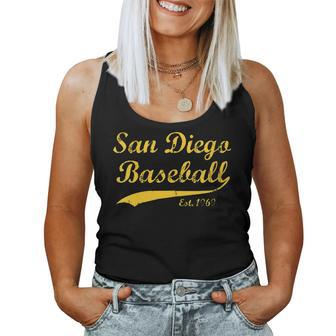 Womens Classic San Diego California Baseball Fan Retro Vintage Women Tank Top Basic Casual Daily Weekend Graphic - Seseable