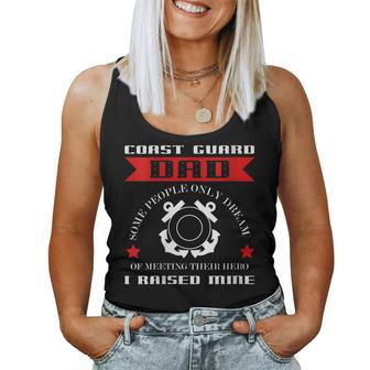 Womens Coast Guard Dad Raised My Hero Gift Coast Guardsman Women Tank Top Basic Casual Daily Weekend Graphic - Seseable