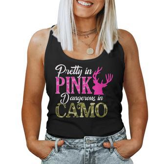 Womens Cute Camoflauge Pretty In Pink Dangerous In Camo Hunter Girl Women Tank Top Basic Casual Daily Weekend Graphic - Seseable