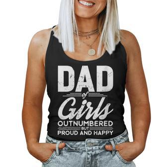 Womens Dad Of Girls Outnumbered But Proud Fathers Day For Funny Dad Women Tank Top Basic Casual Daily Weekend Graphic - Thegiftio UK