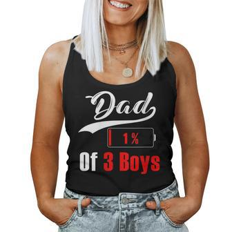 Womens Dad Of Three Boys Low Battery Dad Of 3 Boys Fathers Day Women Tank Top Basic Casual Daily Weekend Graphic - Thegiftio UK