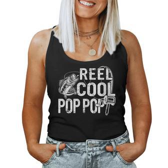 Womens Distressed Reel Cool Pop Pop Fishing Fathers Day Women Tank Top Basic Casual Daily Weekend Graphic - Thegiftio
