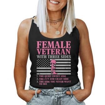 Womens Female Veteran With Three Sides Women Veteran Mother Grandma Women Tank Top Basic Casual Daily Weekend Graphic - Seseable