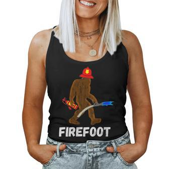 Womens Fire Fighter Bigfoot Fireman Funny Sasquatch Firefighter Women Tank Top Basic Casual Daily Weekend Graphic - Seseable