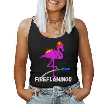 Womens Fire Fighter Flamingo Exotic Bird Funny Firefighter Fireman Women Tank Top Basic Casual Daily Weekend Graphic - Seseable