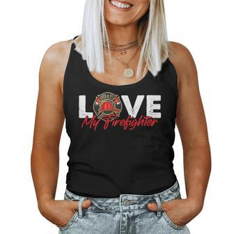 Womens Firefighter Wife Fire Department - Love My Firefighter Women Tank Top Basic Casual Daily Weekend Graphic - Seseable