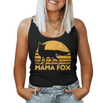 Womens Fox Mama | Vintage Retro Sunset Gift Women Tank Top Basic Casual Daily Weekend Graphic - Seseable
