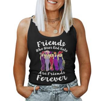 Womens Friends Who Wear Red Hats Are Friends Forever Gift Women Tank Top Basic Casual Daily Weekend Graphic - Seseable