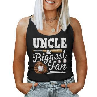 Womens Funny Fathers Day Uncle And Biggest Fan Baseball Boys Girls Women Tank Top Basic Casual Daily Weekend Graphic - Thegiftio UK