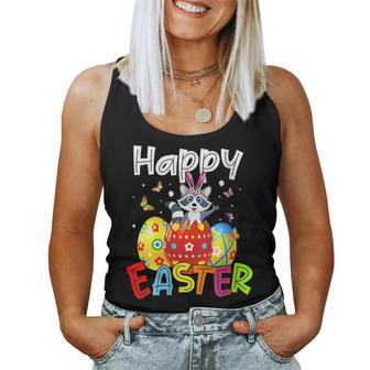 Womens Happy Easter Cute Bunny Rabiit Raccoon Funny Eggs Hunt Kids Women Tank Top Basic Casual Daily Weekend Graphic - Seseable