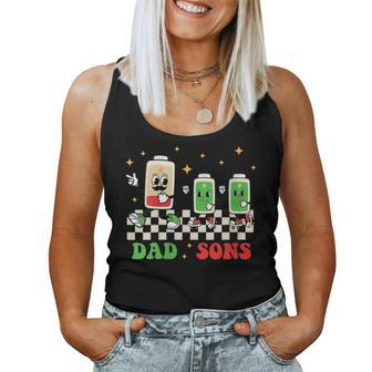Womens Hippie Face Low Battery Dad Of Two Sons Twin Boys Father Day Women Tank Top Basic Casual Daily Weekend Graphic - Thegiftio UK
