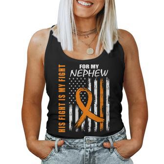 Womens His Fight Is My Fight Nephew Leukemia Awareness Flag Gifts Women Tank Top Basic Casual Daily Weekend Graphic - Seseable