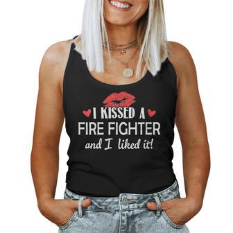 Womens I Kissed A Fire Fighter Design Married Dating Anniversary G Women Tank Top Basic Casual Daily Weekend Graphic - Seseable