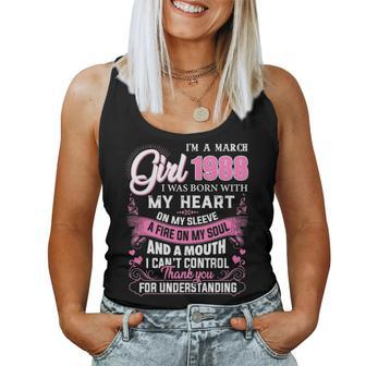 Womens Im A March Girl 1988 33Rd Birthday Gifts 33 Years Old Women Tank Top Basic Casual Daily Weekend Graphic - Seseable