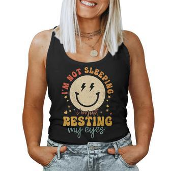 Womens Im Not Sleeping Im Just Resting Eyes Smile Face Fathers Day Women Tank Top Basic Casual Daily Weekend Graphic - Thegiftio UK