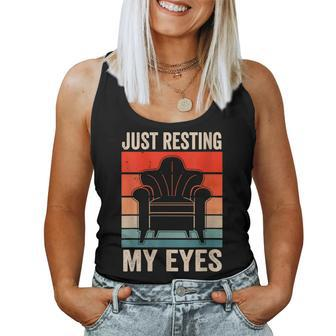 Womens Just Resting My Eyes Sayings Fathers Day Dad Daddy Father Women Tank Top Basic Casual Daily Weekend Graphic - Thegiftio UK