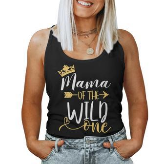 Womens Mama Of The Wild One 1St Birthday Matching First Thing Mommy Women Tank Top Basic Casual Daily Weekend Graphic - Seseable
