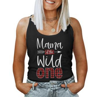 Womens Mama Of The Wild One Buffalo Plaid Lumberjack 1St Birthday Women Tank Top Basic Casual Daily Weekend Graphic - Seseable