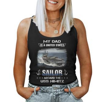 Womens My Dad Is A Sailor Aboard The Uss Nimitz Cvn 68 Women Tank Top Basic Casual Daily Weekend Graphic - Seseable