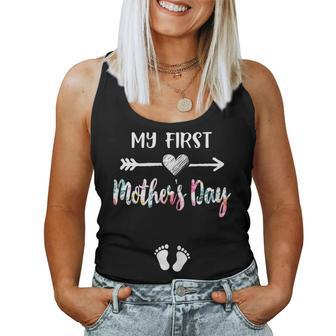 Womens My First Mothers Day Pregnancy Announcement Mom To Be 2021 Women Tank Top Basic Casual Daily Weekend Graphic - Thegiftio UK