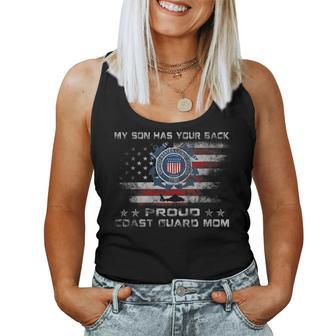 Womens My Son Has Your Back Proud Coast Guard Mom Gift Women Tank Top Basic Casual Daily Weekend Graphic | Seseable CA