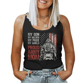 Womens My Son My Soldier Hero Proud Army Mom Us Military Mother Women Tank Top Basic Casual Daily Weekend Graphic - Seseable