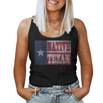Womens Native Texan Texas Flag Family Home Love Vintage Distressed Women Tank Top Basic Casual Daily Weekend Graphic - Seseable