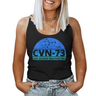 Womens Ocean Blue Navy Aircraft Carrier Uss George Washington Women Tank Top Basic Casual Daily Weekend Graphic - Seseable
