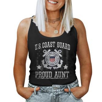Womens Proud Aunt Us Coast Guard - Uscg T Women Tank Top Basic Casual Daily Weekend Graphic - Seseable