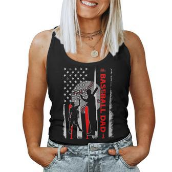 Womens Proud Baseball Dad American Flag Fathers Day Women Tank Top Basic Casual Daily Weekend Graphic - Thegiftio UK